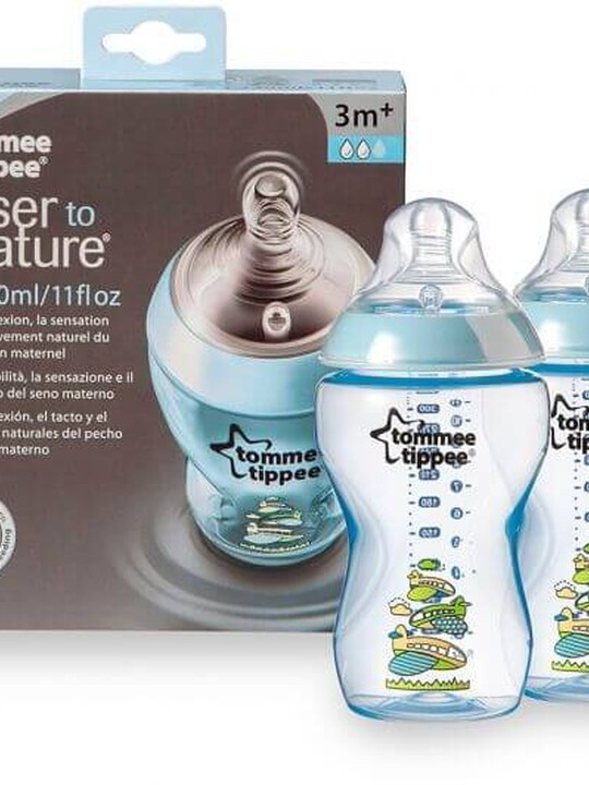 Tommee Tippee Closer to Nature 2x340ml Bottles - Blue image number 1